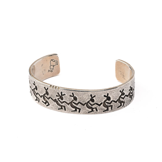 Sterling SIlver Stamped Bracelet with a line of Dancers