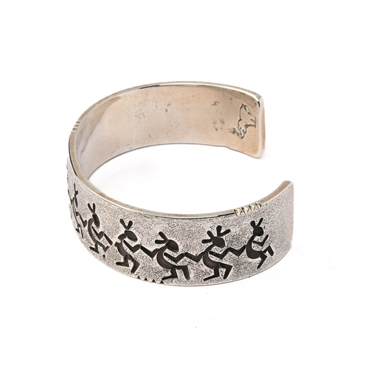 Sterling SIlver Stamped Bracelet with a line of Dancers
