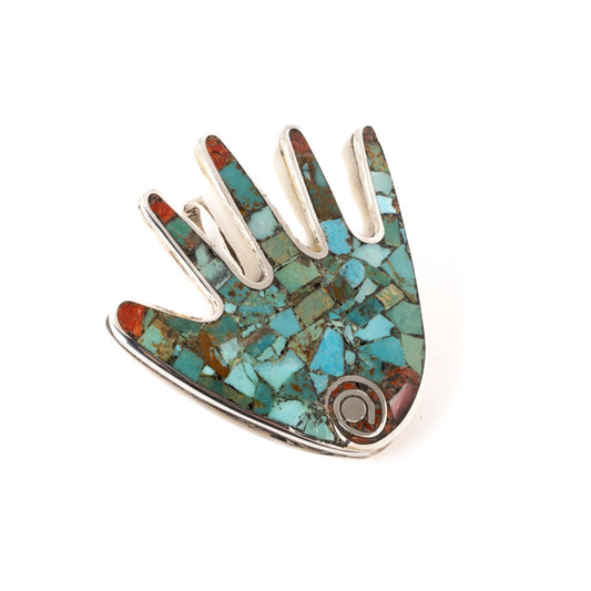 Mosaic Silver Pin/Pendant of Hand