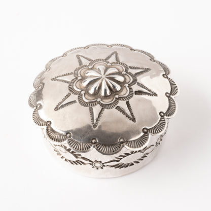 Vintage Stamped Sterling Silver Round Pill Box