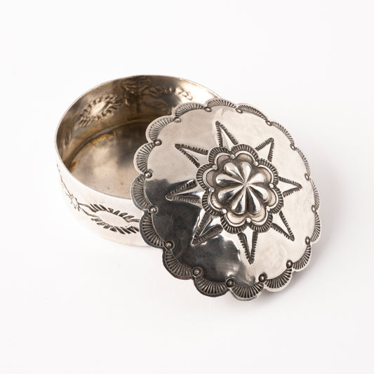 Vintage Stamped Sterling Silver Round Pill Box