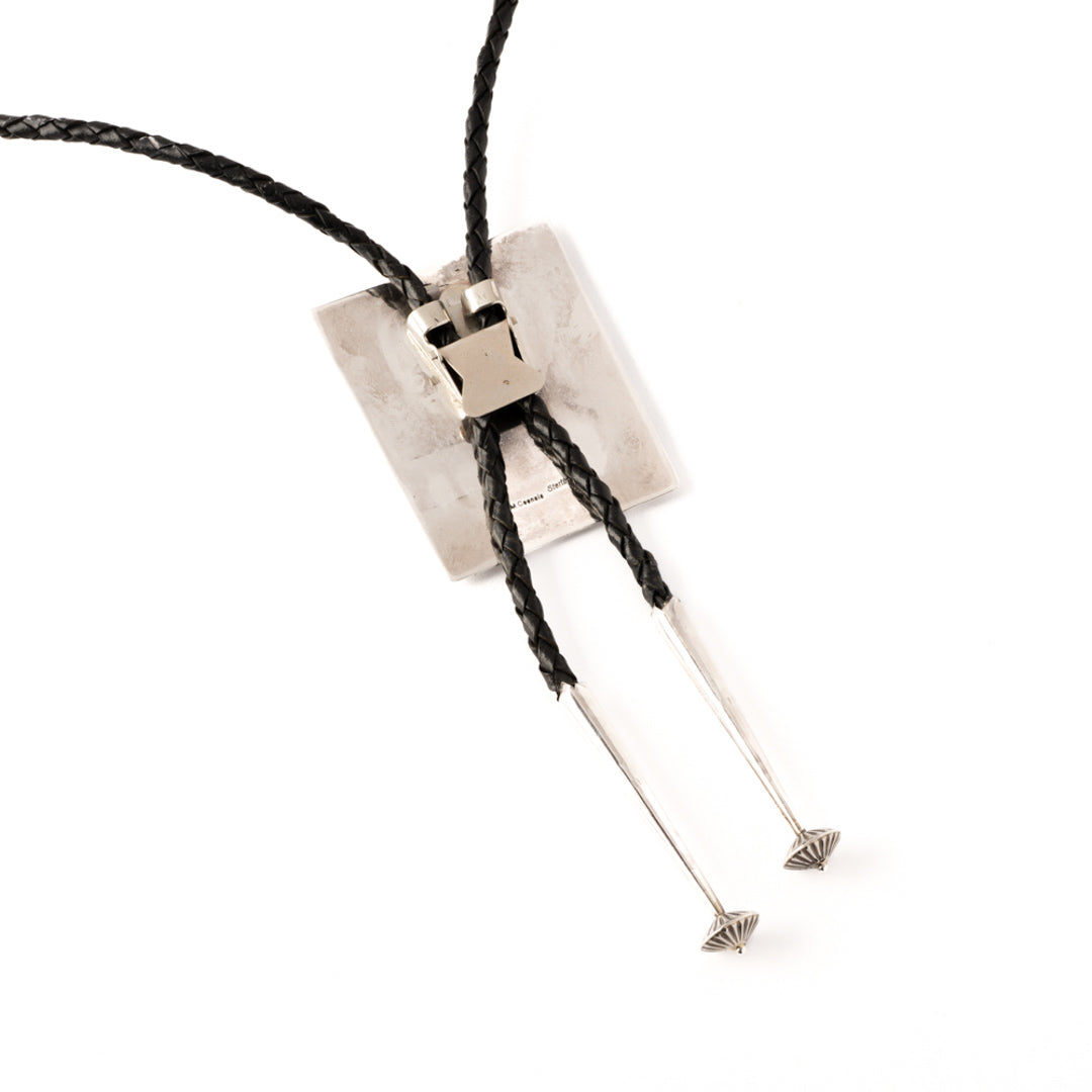 Silver Bolo with Coral Inlay – Knifewing Design