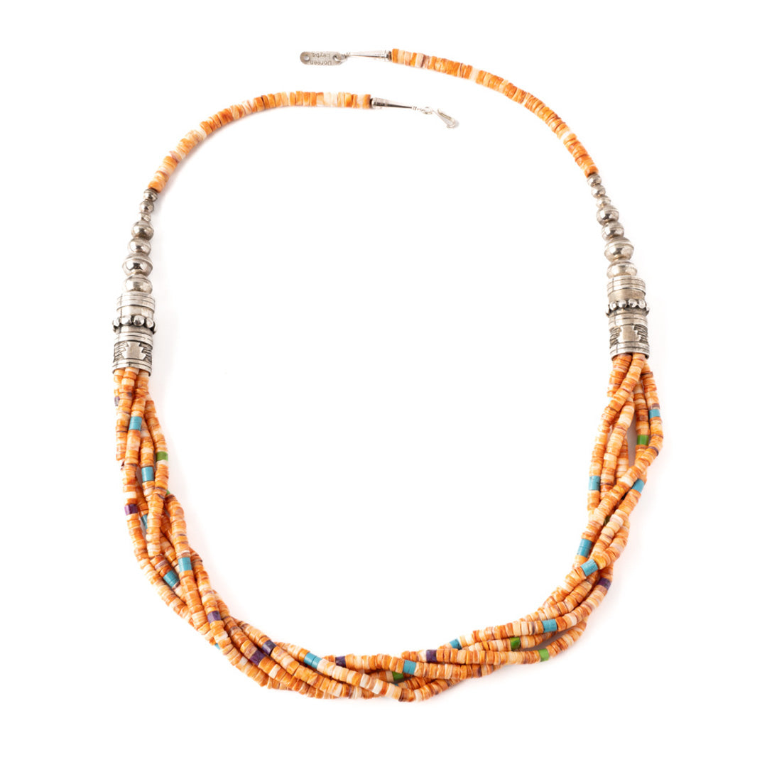 Five Strand Spiny Oyster Necklace with Turquoise Beads