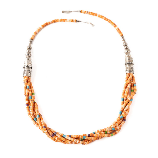 Five Strand Spiny Oyster Necklace with Turquoise Beads