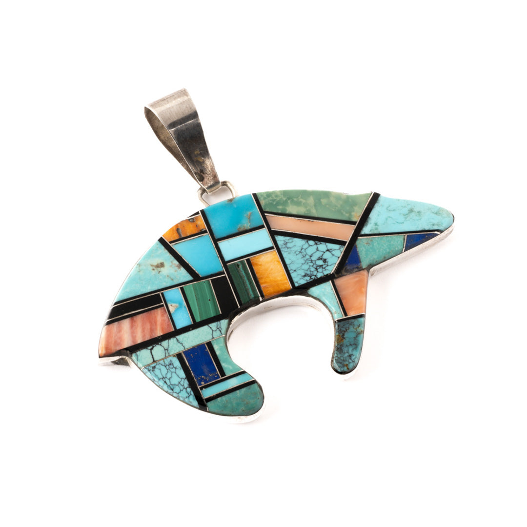Vintage Inlay Bear Pendant
