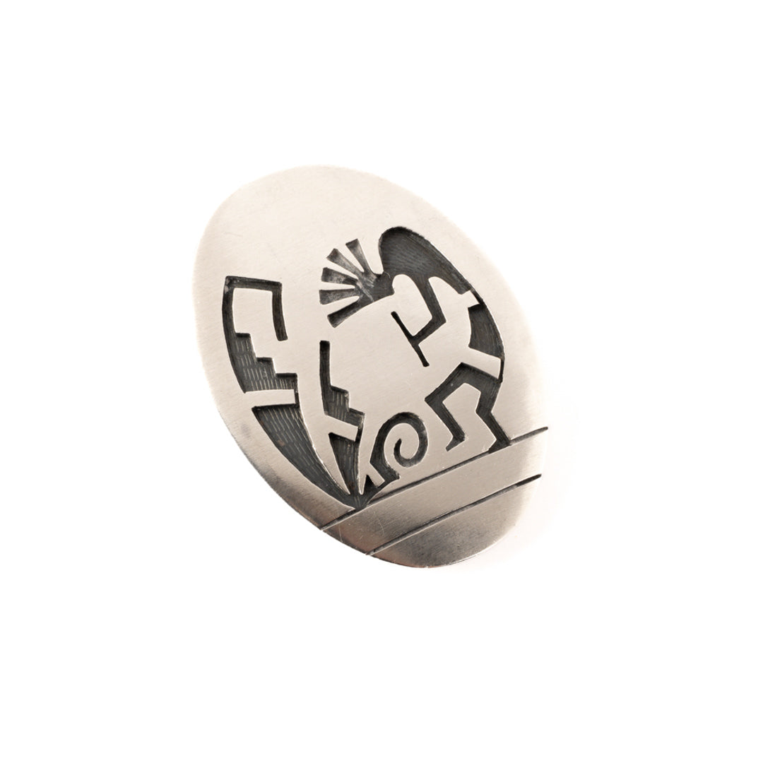 Kokopelli & Prayer Feathers Overlay Pendant