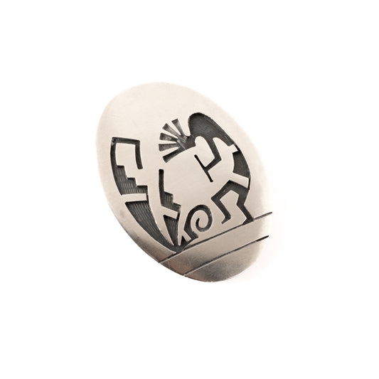 Kokopelli & Prayer Feathers Overlay Pendant