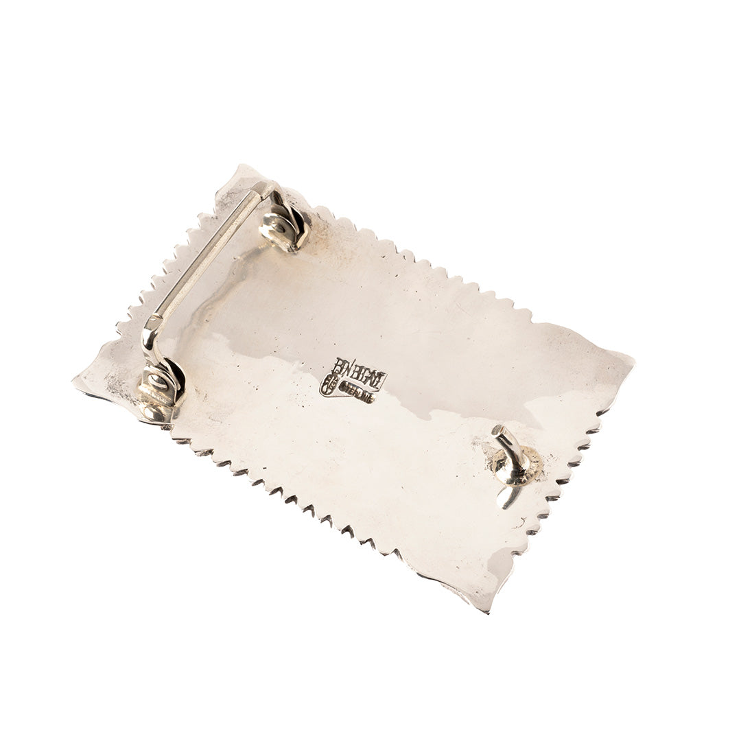 Engraved Silver and Coral Buckle