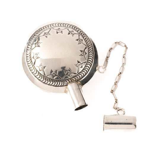 Stamped Silver Tobacco Flask
