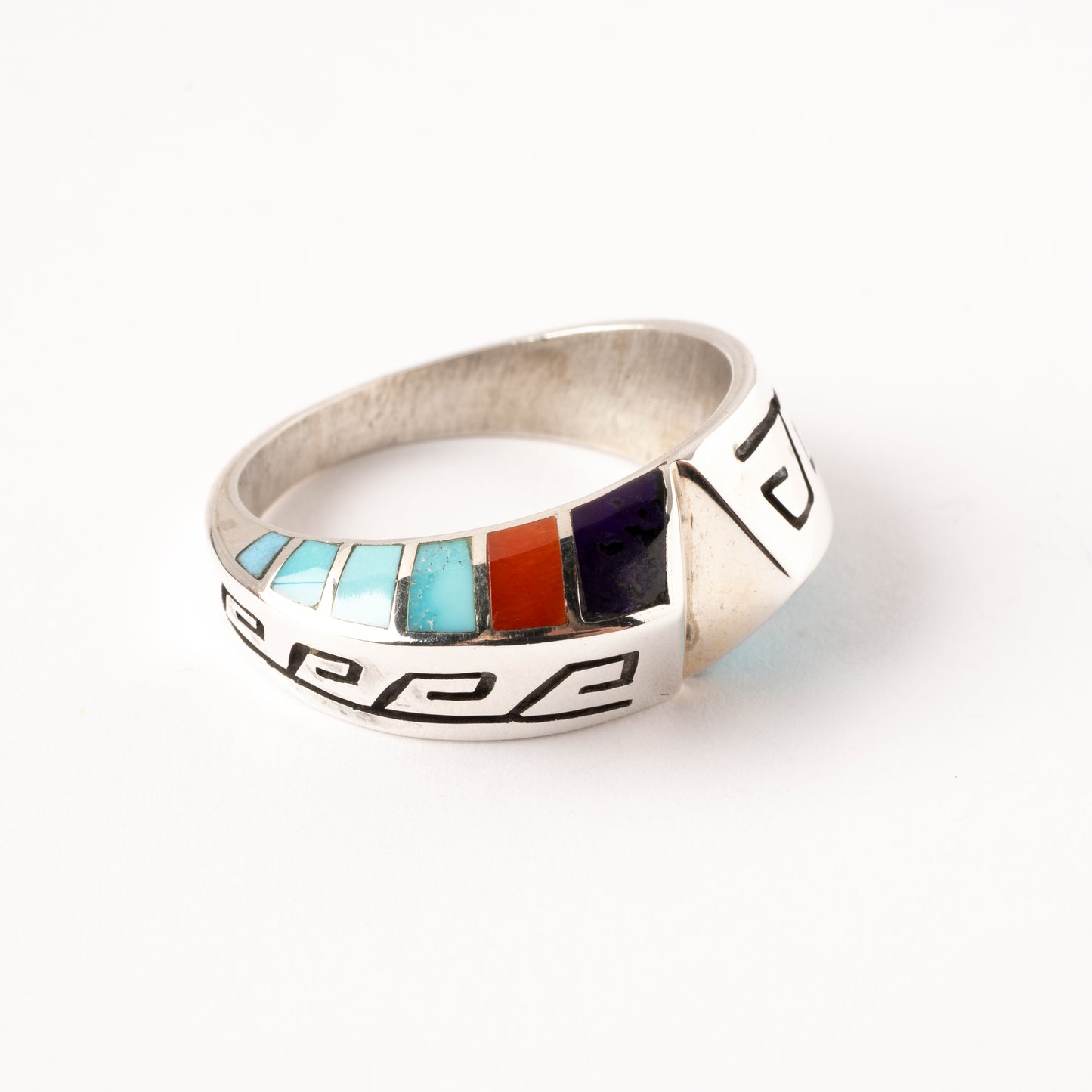 Multicolored, Channel Inlay, Sterling Silver Ring