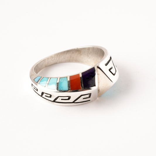 Multicolored, Channel Inlay, Sterling Silver Ring