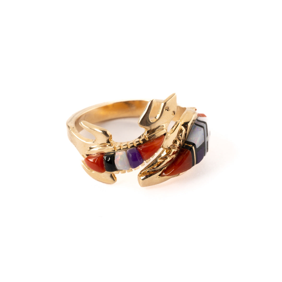 Vintage Gold Lizard Inlay Ring