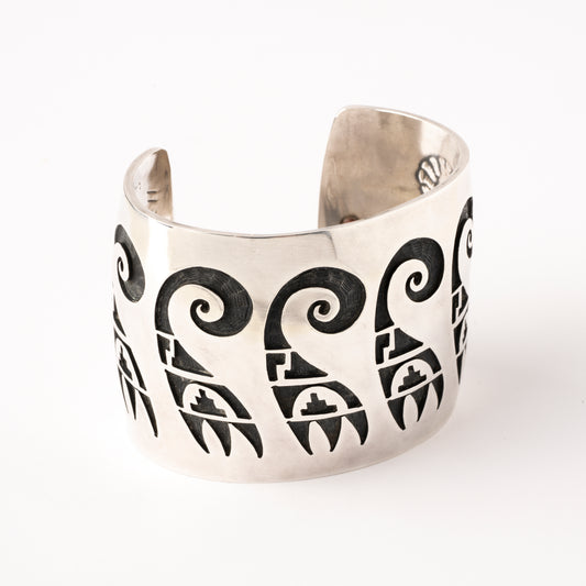 Wide Sterling Silver Overlay Cuff Bracelet