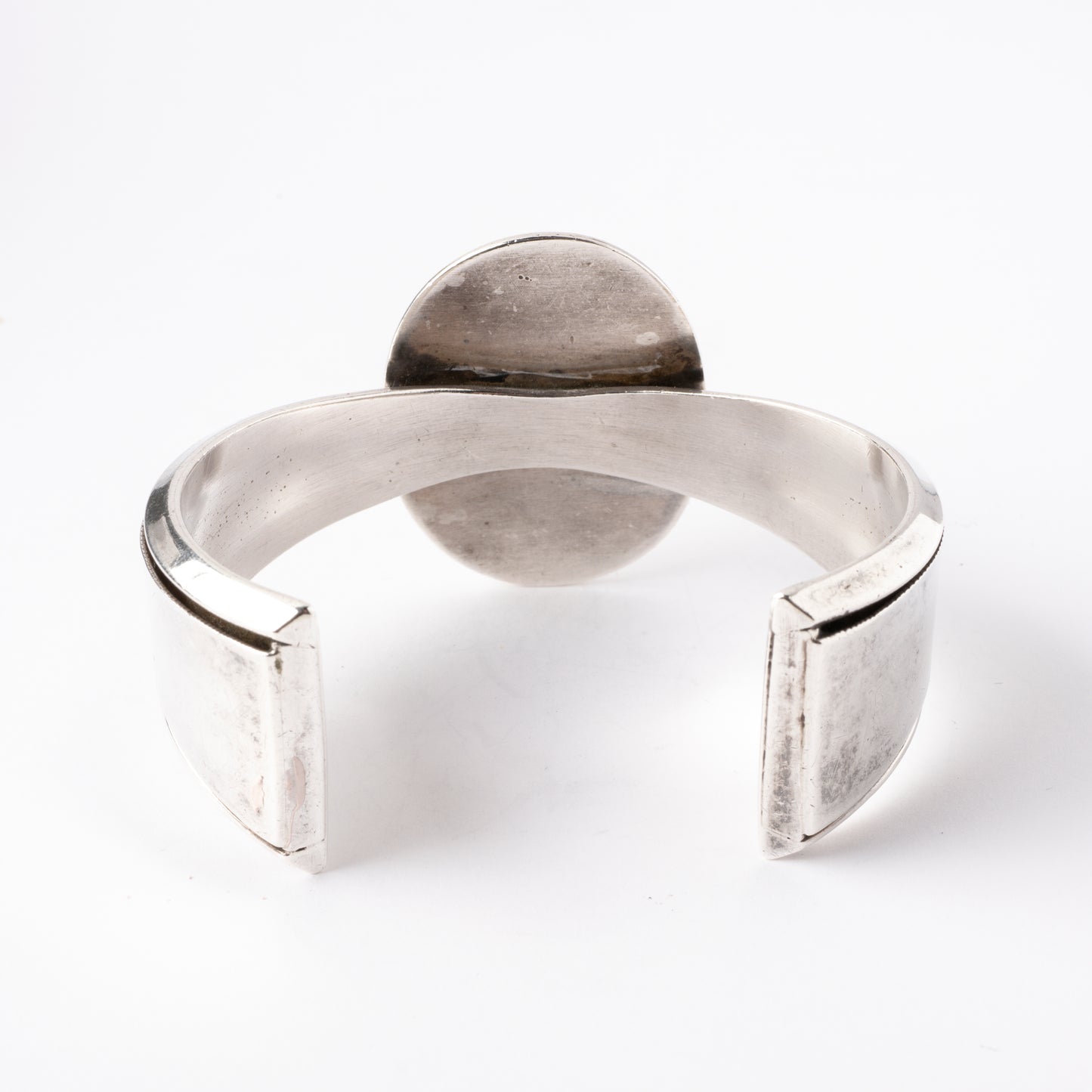 Vintage, Sterling Silver Cuff Bracelet with a Large Oval Piece of Mother-of-Pearl