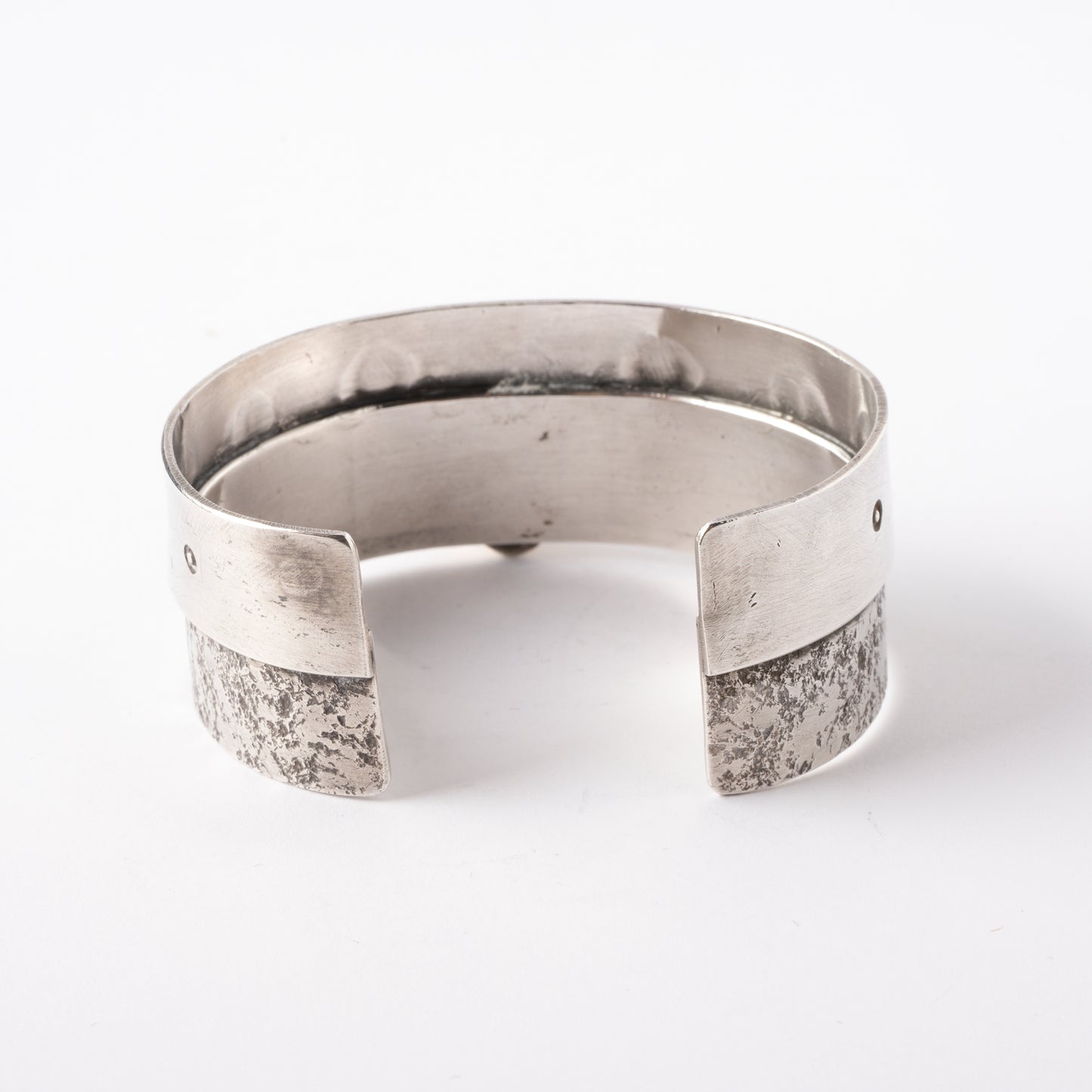 Vintage Sterling Silver Cuff Bracelet with Turquoise Stone set with 14K Gold Bezel