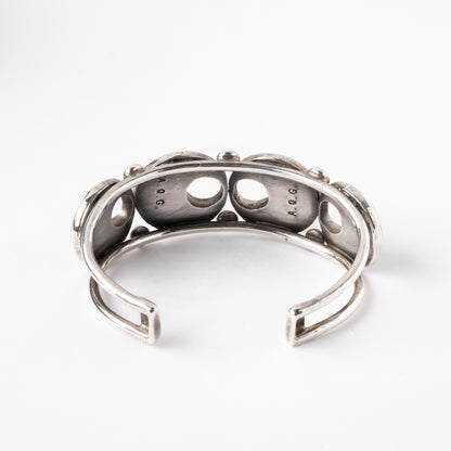 Vintage Sterling Silver, Wire Cuff Bracelet with Four Panels of Turquoise Inlay