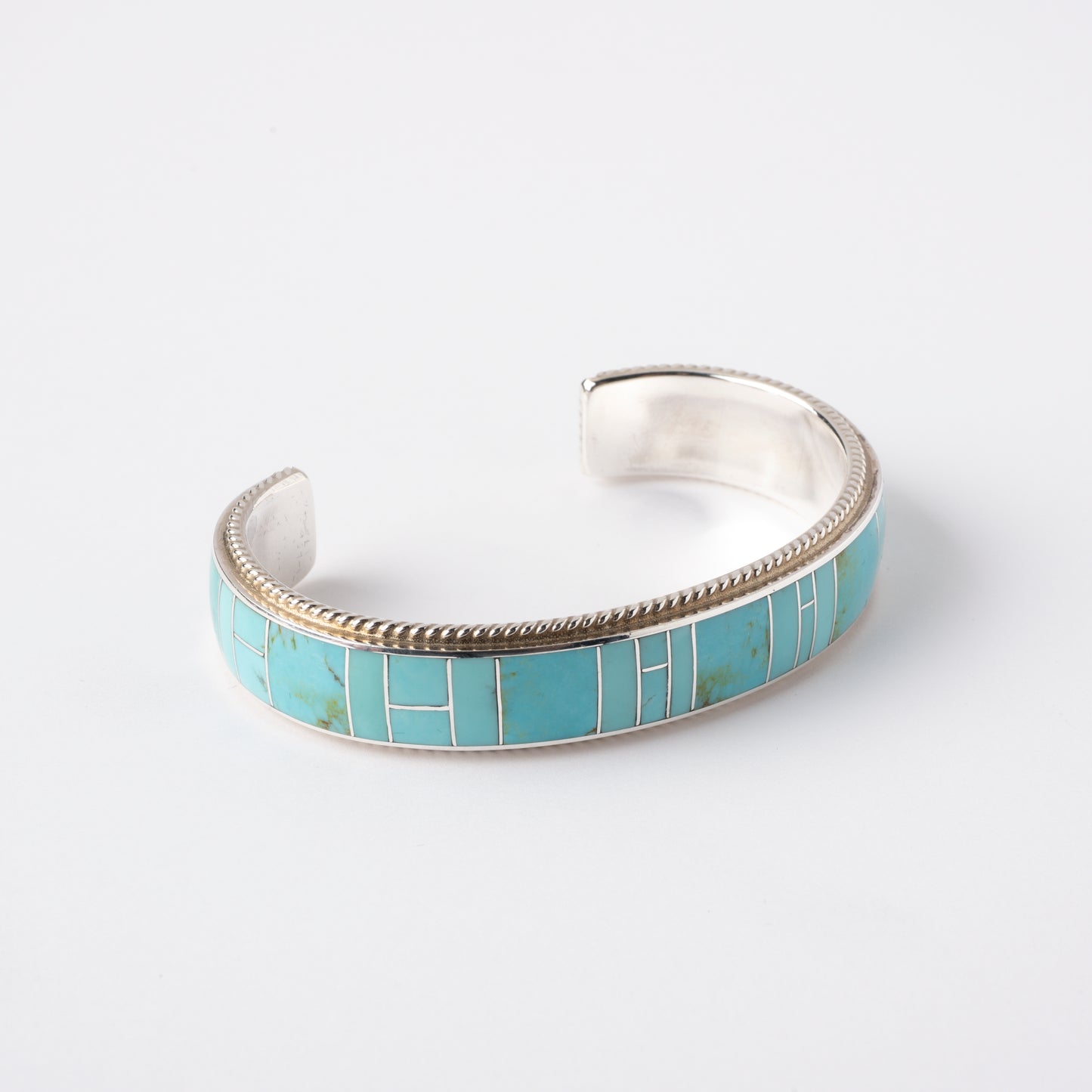 Sterling Silver Cuff Bracelet with Turquoise Channel Inlay