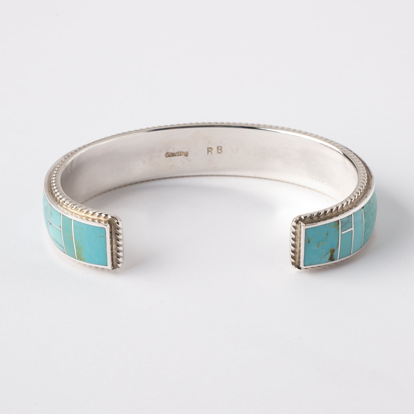 Sterling Silver Cuff Bracelet with Turquoise Channel Inlay
