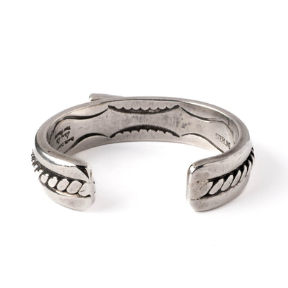 Heavy Vintage Sterling Silver Cuff Bracelet with Triangle-Shaped Turquoise Stone