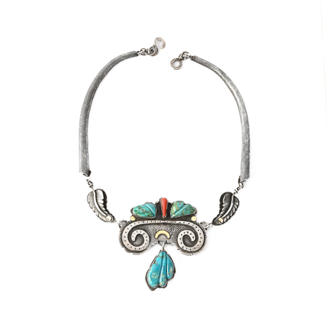Hand-Wrought Necklace with Turquoise & Gold