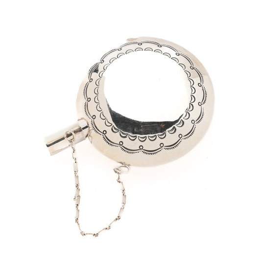 Vintage Stamped Silver Tobacco Flask (Double-Sided)