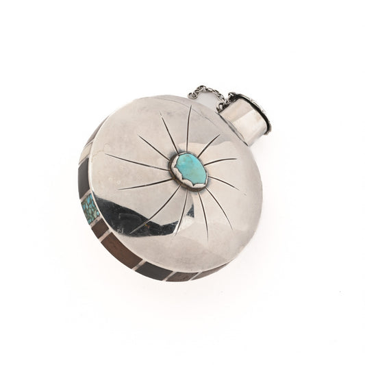 Vintage Turquoise & Ivory Tobacco Flask