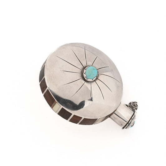 Vintage Turquoise & Ivory Tobacco Flask
