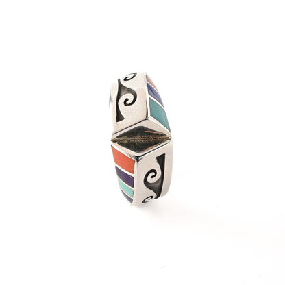 Multi-Stone Tufa-Cast Inlay Ring