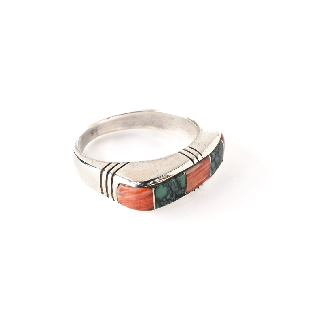 Spiny Oyster & Turquoise Inlay Ring