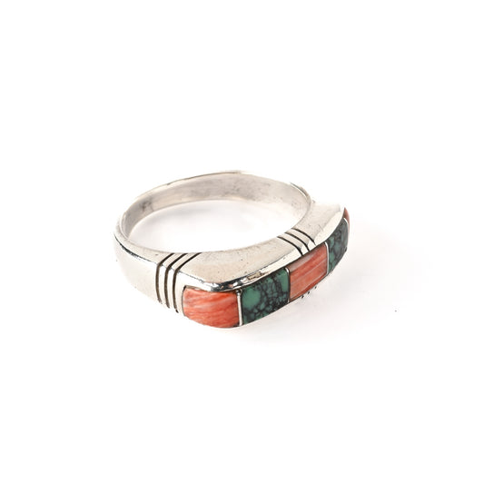 Spiny Oyster & Turquoise Inlay Ring