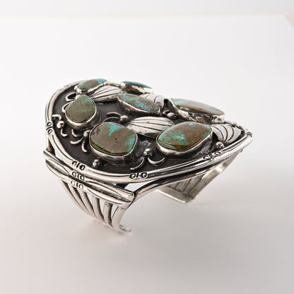 Vintage Sterling Silver Large Ketoh-Style Bracelet with Turquoise