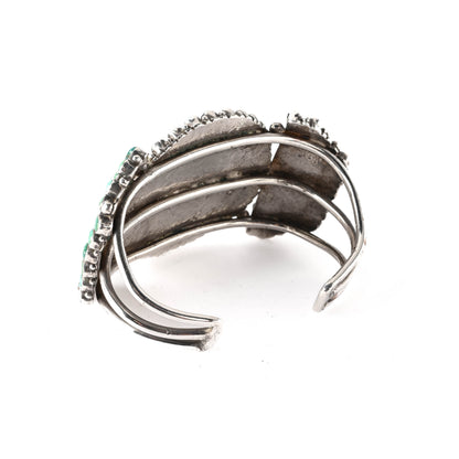 Vintage Sterling Silver, Cluster-style Bracelet set with natural turquoise