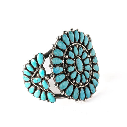 Vintage Sterling Silver, Cluster-style Bracelet set with natural turquoise