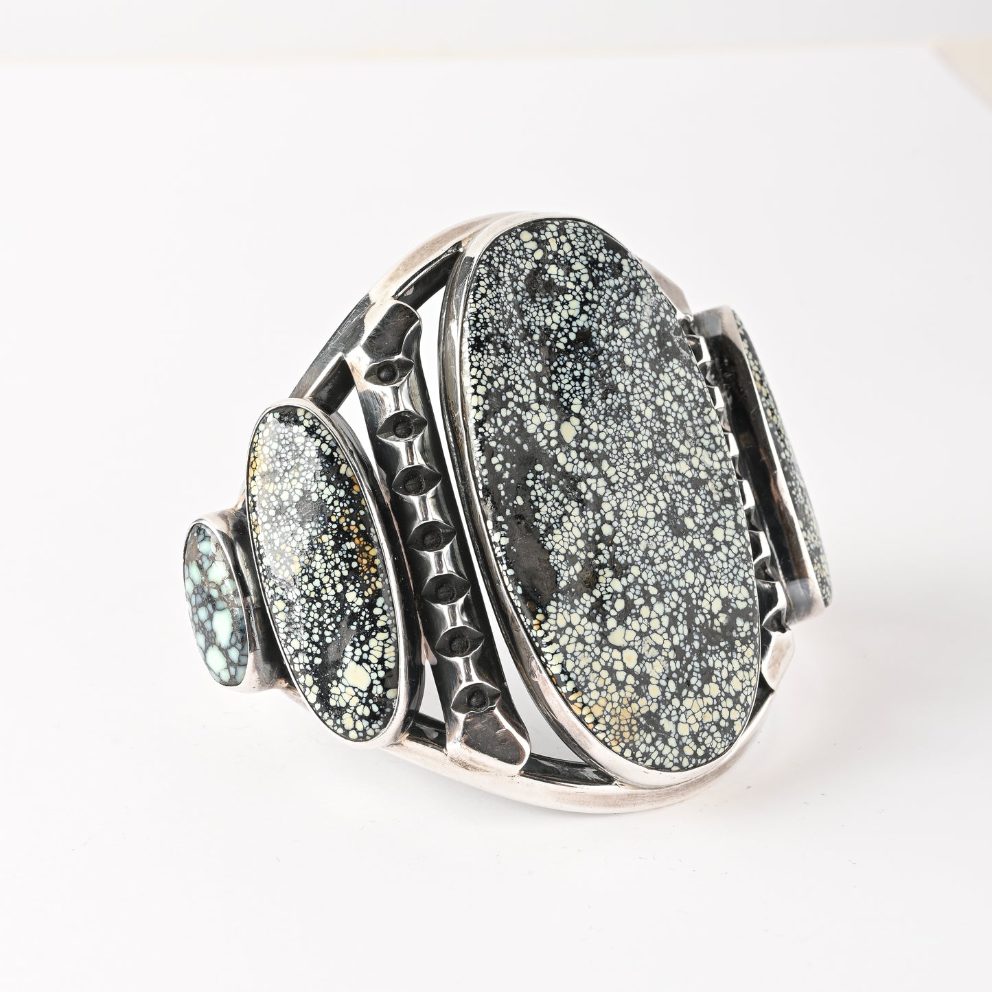 Vintage Sterling Silver Large Ketoh-Style Bracelet with Turquoise