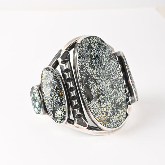 Vintage Sterling Silver Large Ketoh-Style Bracelet with Turquoise