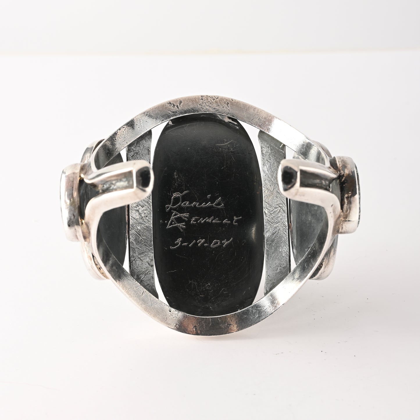 Vintage Sterling Silver Large Ketoh-Style Bracelet with Turquoise