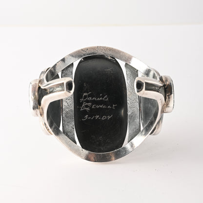 Vintage Sterling Silver Large Ketoh-Style Bracelet with Turquoise