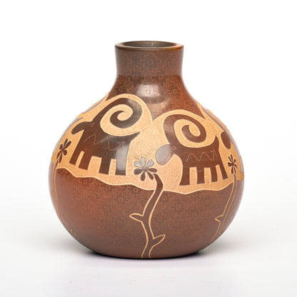 Hand coiled and carved pot from Santa Clara Pueblo