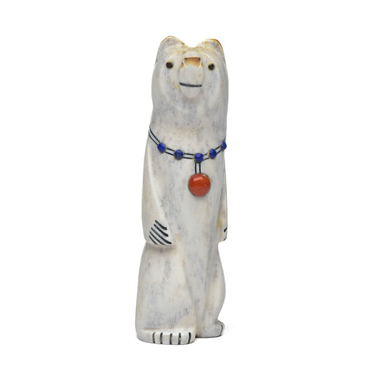 Standing Bear Fetish Carved from Antler