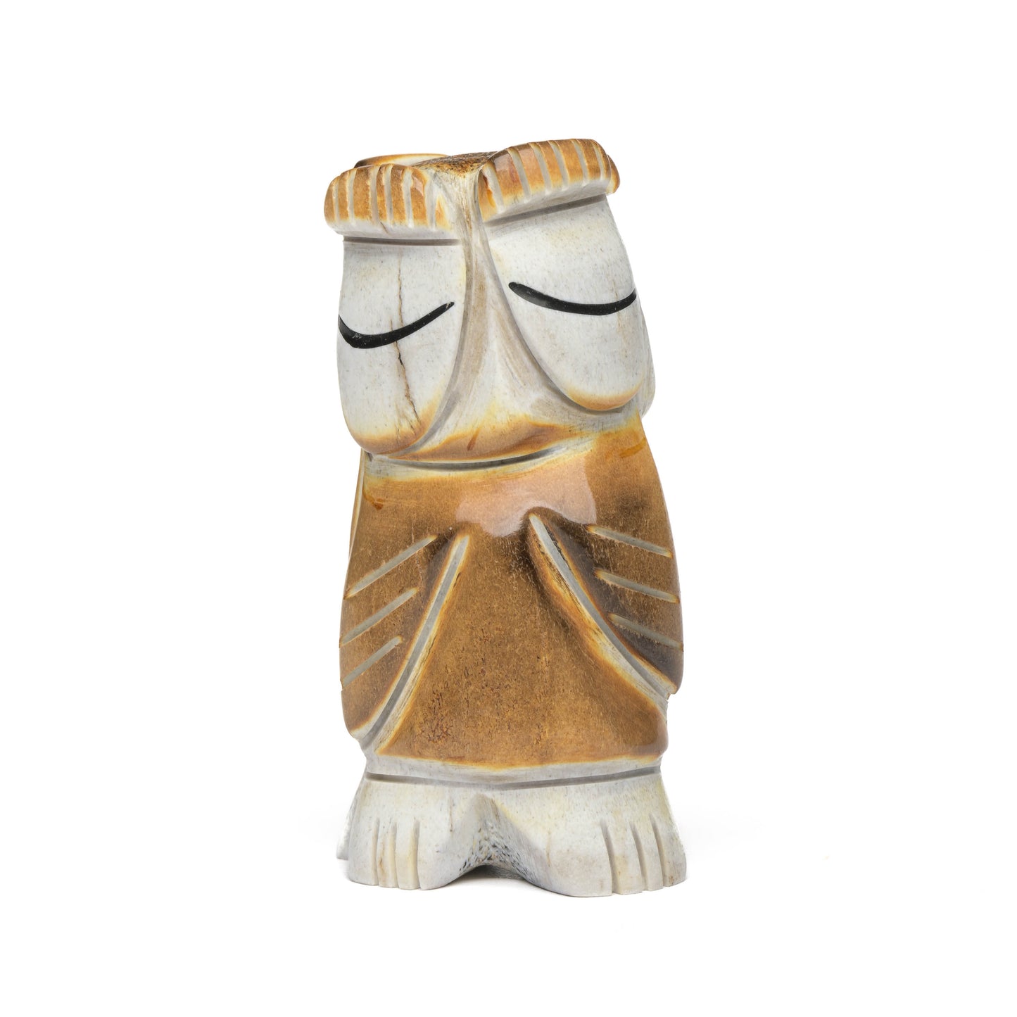 Owl Fetish Carved from Antler