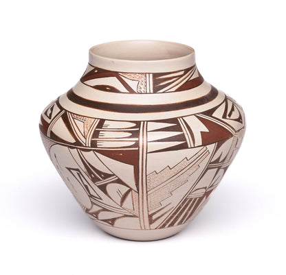 Hopi-Tewa, Hand-coiled and Hand-painted Polychrome Olla