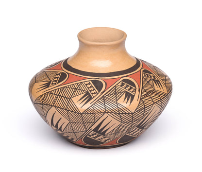 Hopi-made, Hand-coiled and Hand-painted medium-sized Pot