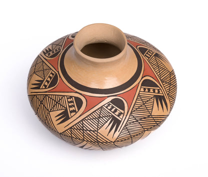 Hopi-made, Hand-coiled and Hand-painted medium-sized Pot