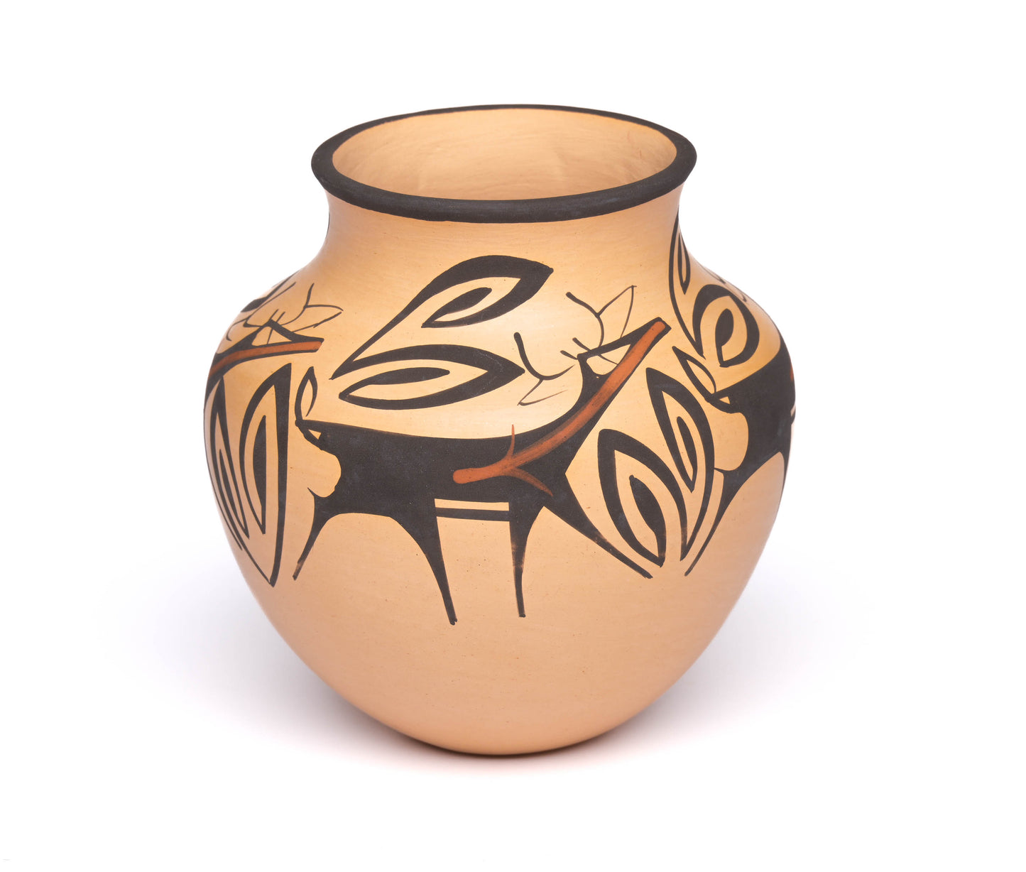 Hand-Coiled Pot With Heartline Deer Design