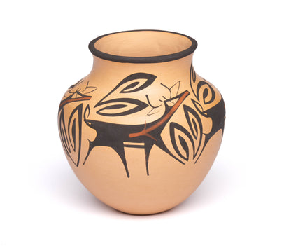 Hand-Coiled Pot With Heartline Deer Design