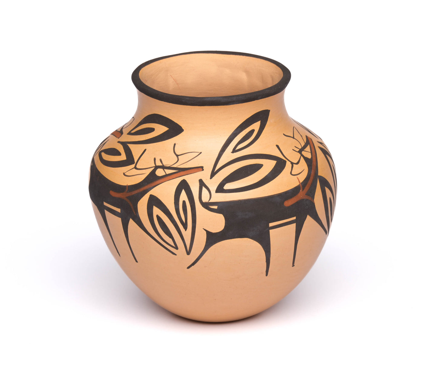 Hand-Coiled Pot With Heartline Deer Design