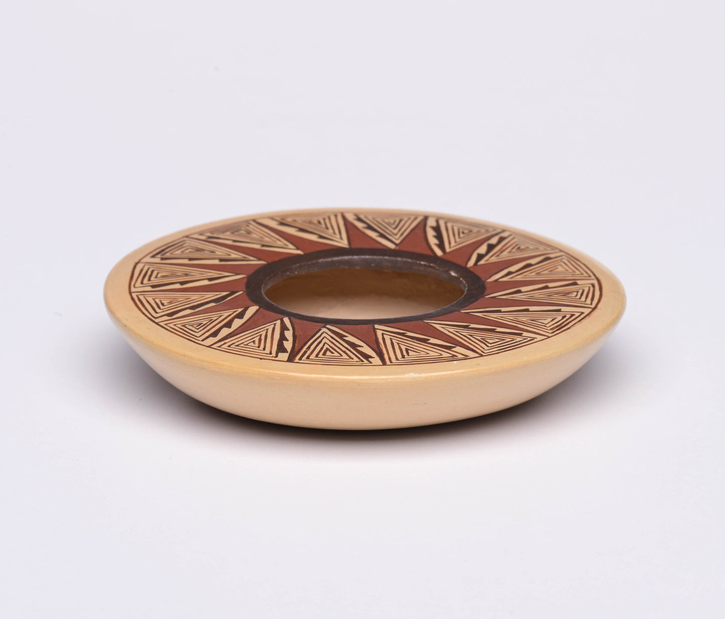Small Hand-coiled and Hand-painted Polychrome Pot, Tewa-Hopi made.