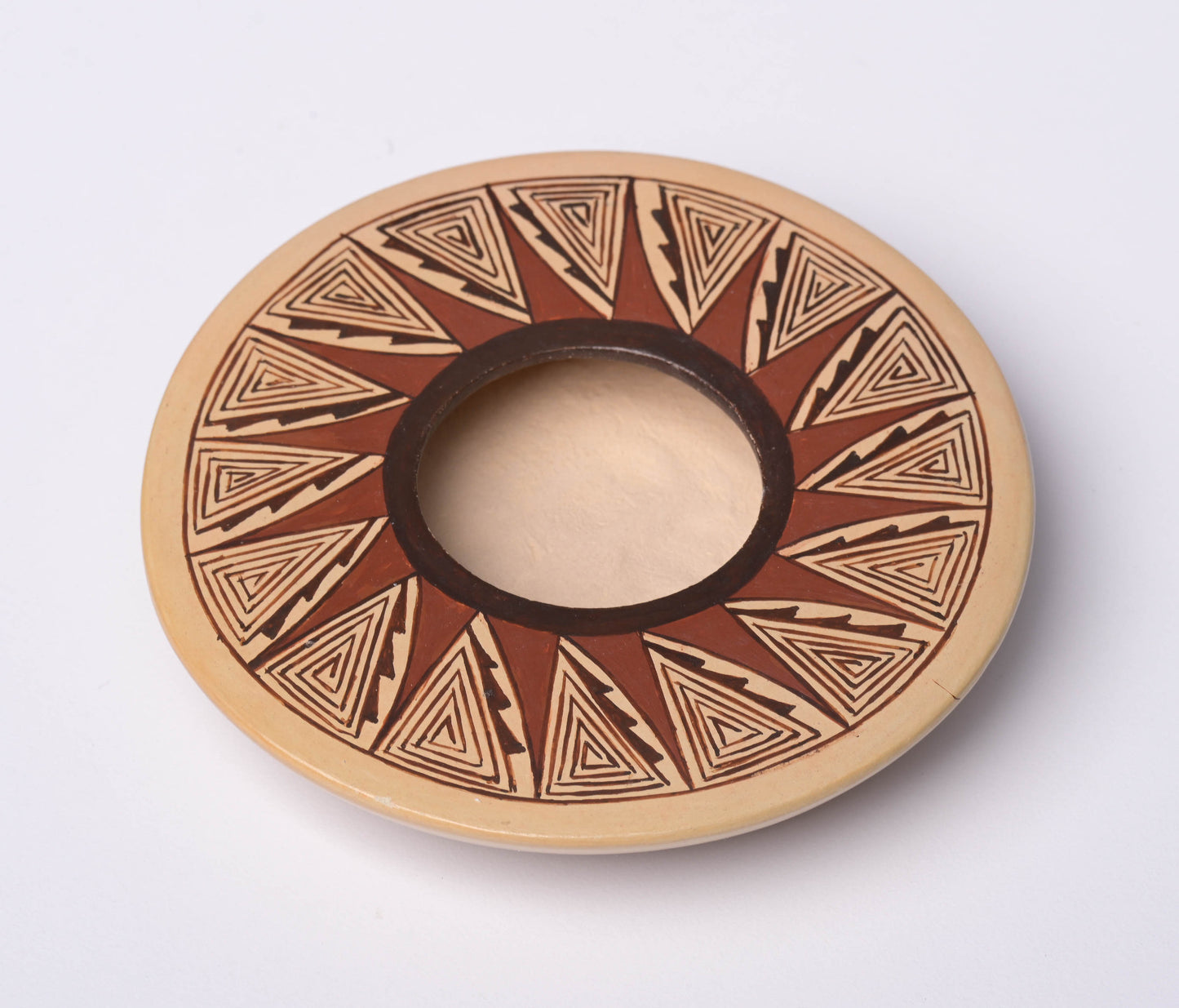 Small Hand-coiled and Hand-painted Polychrome Pot, Tewa-Hopi made.