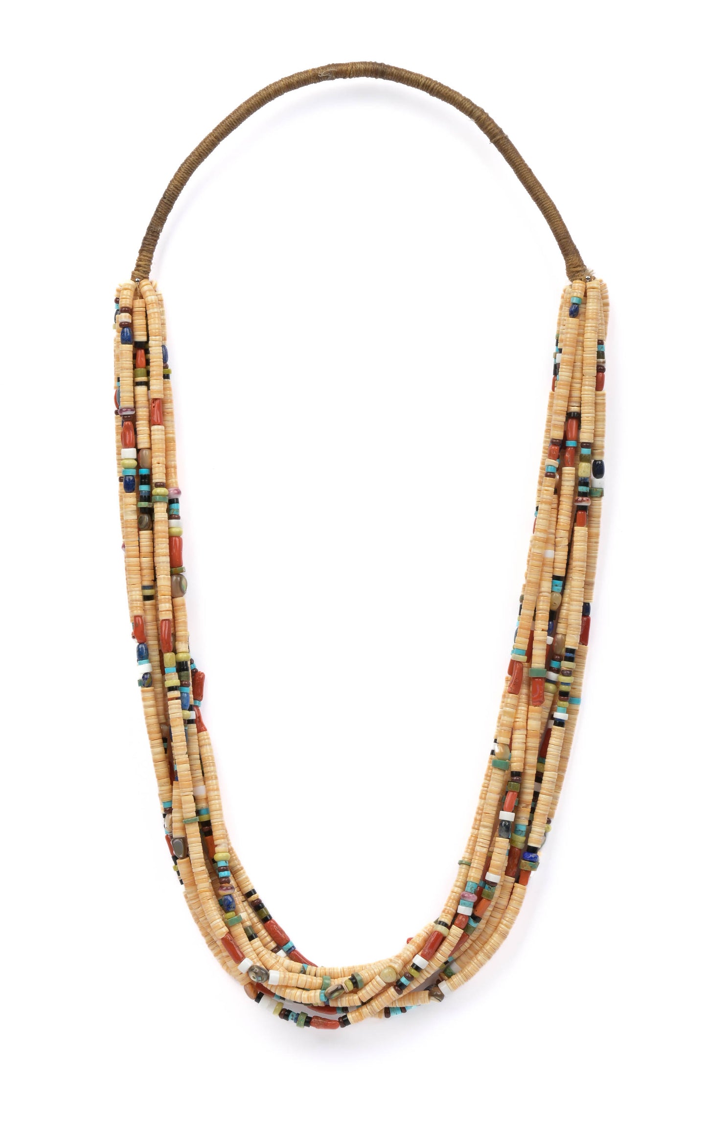 Ten Strand Heishi Necklace with Various Multicolored Beads