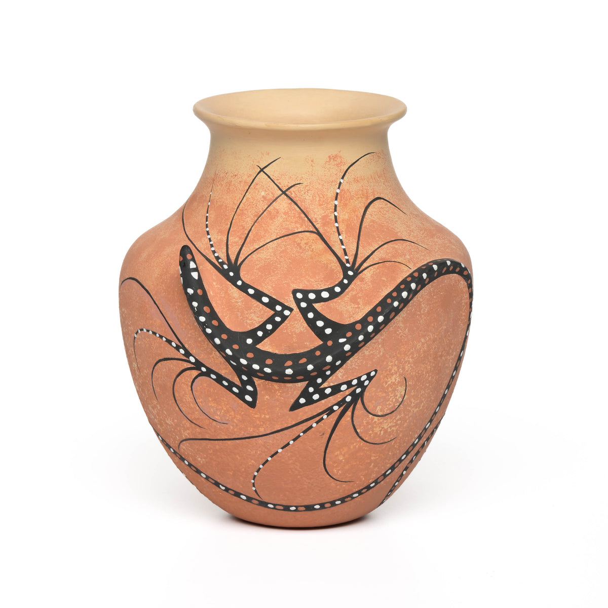 Zuni Pueblo Hand-coiled, Handpainted Polychrome Pot with Lizard Applique'